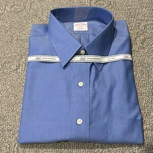 NWT Brooks Brothers “346” Non-Iron Blue Men’s Dress Shirt Neck Size 17.5 32/33